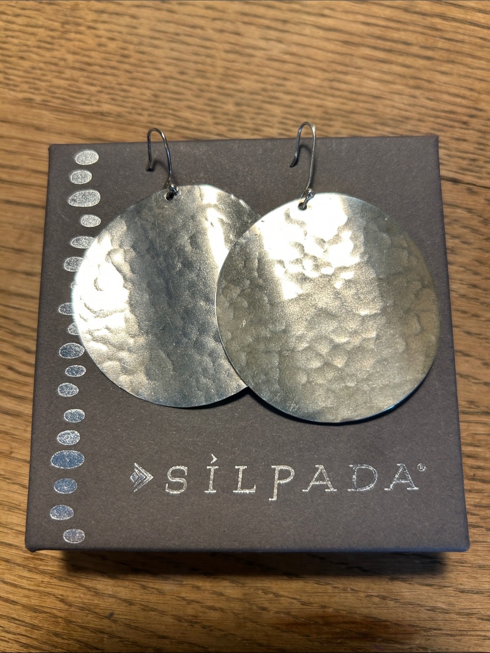 Silpada Hammered Round Drop Earrings in .925 Sterling Silver